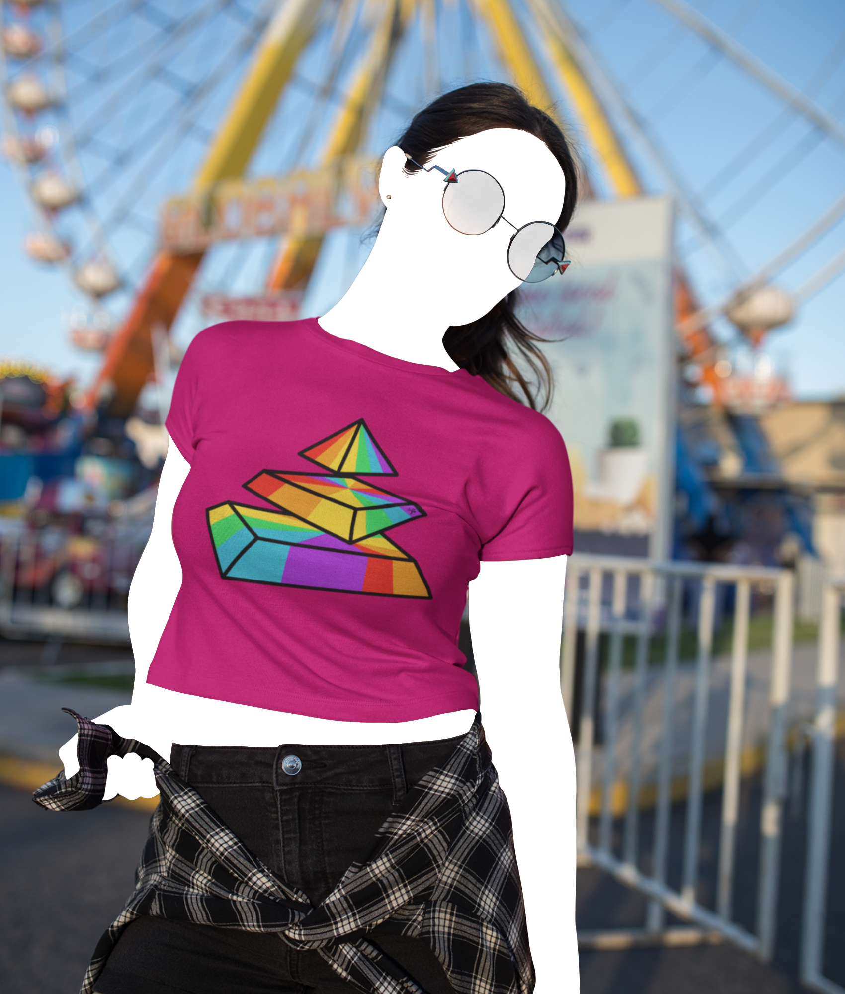 Pyramidal Rainbow Printed T Shirt